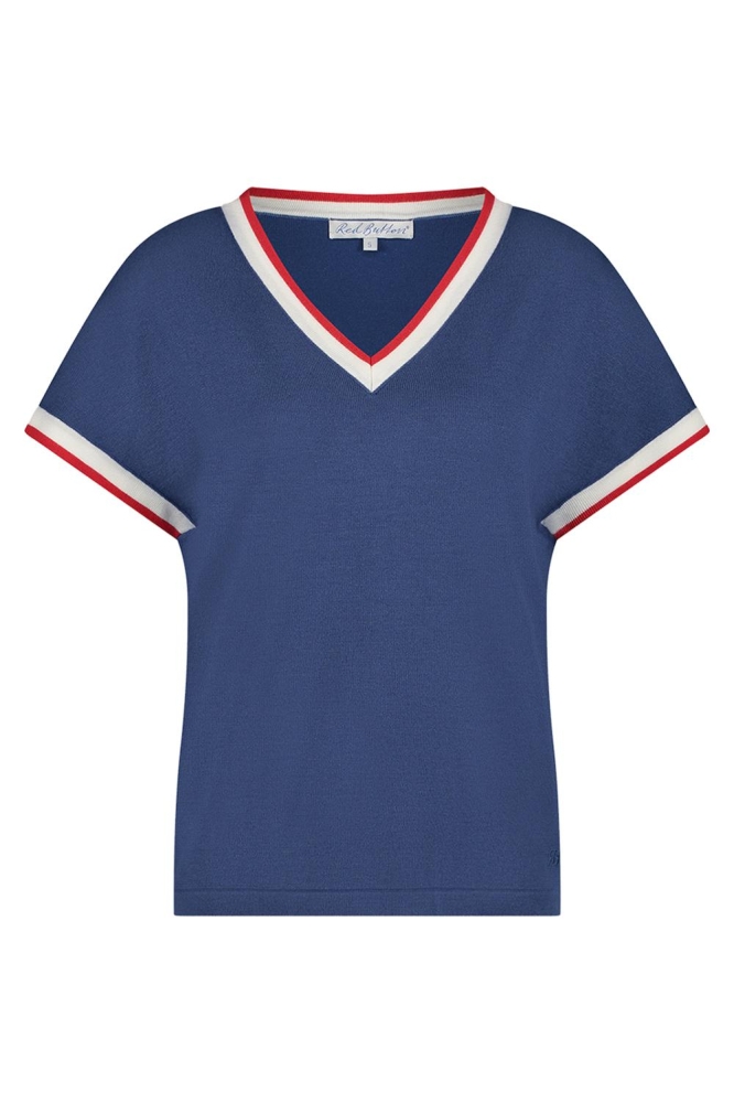 JERRY VNECK STRIPED RIB SRB4552 FADED BLUE